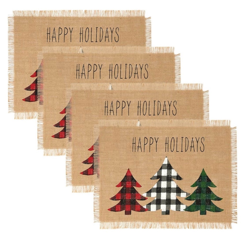 Festive Holiday Placemats with Tree Design 13x19